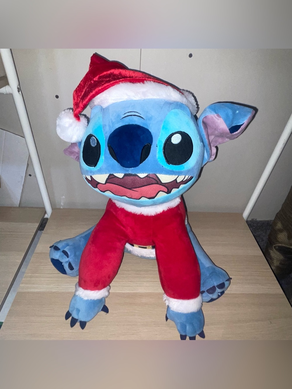 Disney's Santa Stitch Christmas 15 Inch Greeter Plush Blue Stitch Plush